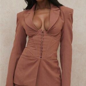 House of CB Brown Corset Blazer